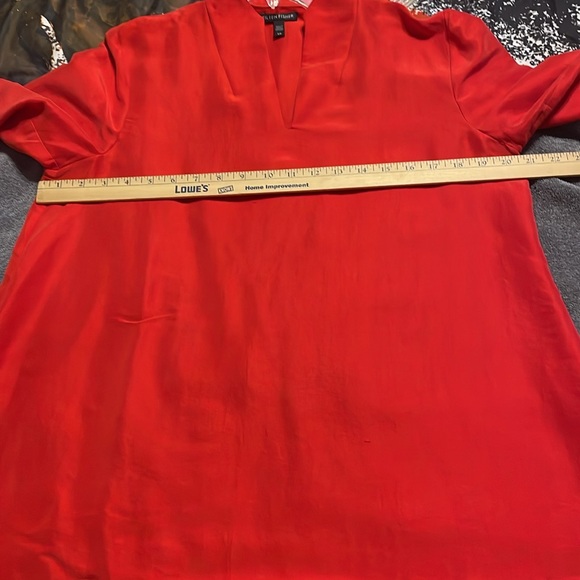 Eileen Fisher 100% silk Caftan Top. Lovely bright orange, red color. Size SP - Picture 7 of 16